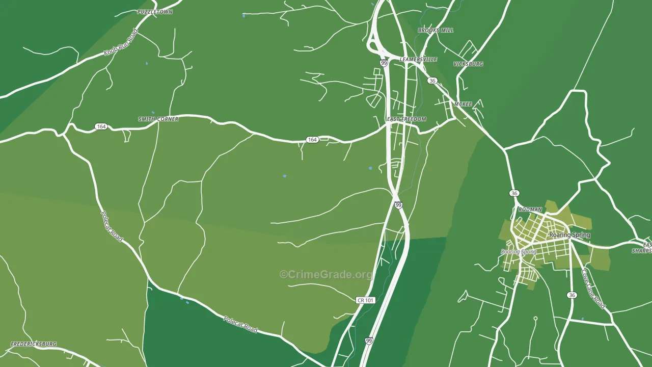 East Freedom, PA Map of Vehicle Theft Rates