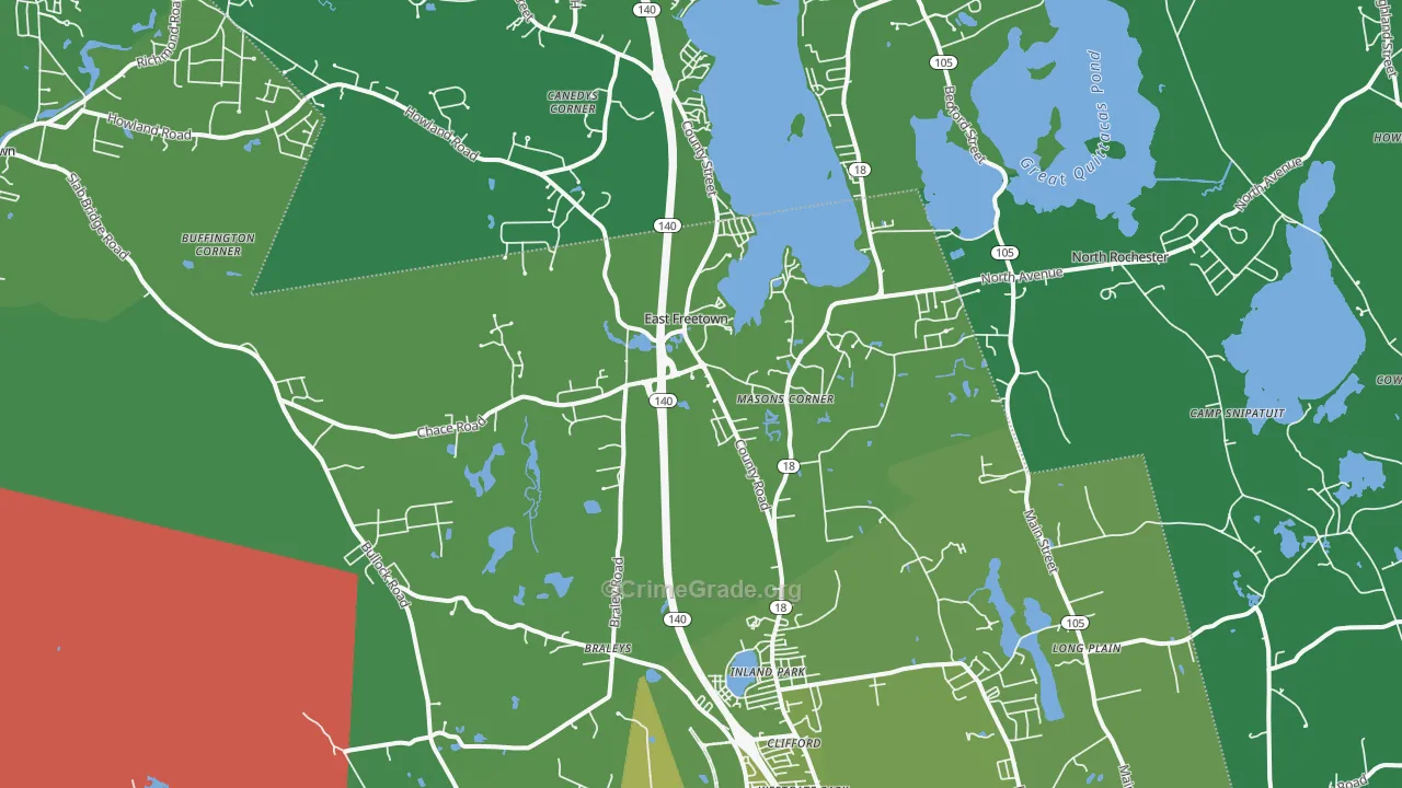 East Freetown, MA Map of Vehicle Theft Rates
