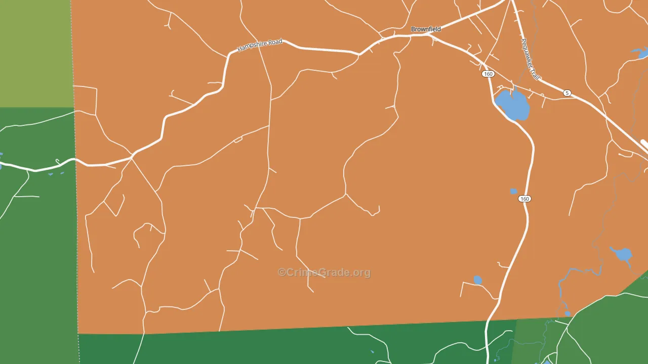 East Fryeburg, ME Map of Vehicle Theft Rates