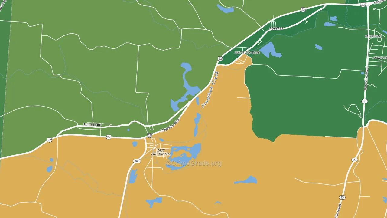 East Fultonham, OH Map of Vehicle Theft Rates