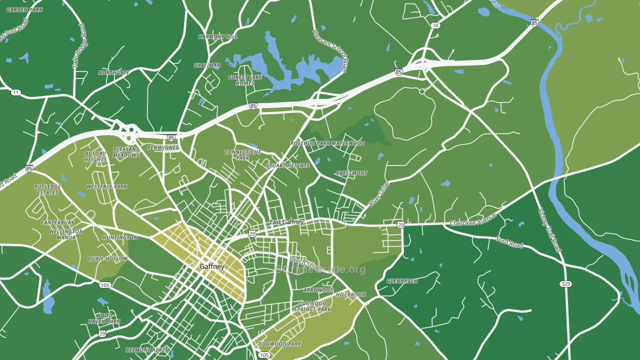 East Gaffney, SC Map of Vehicle Theft Rates