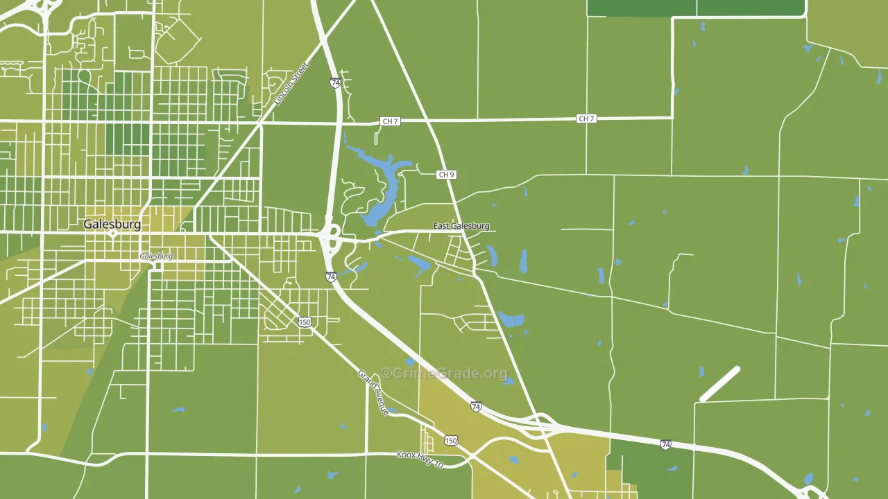East Galesburg, IL Map of Vehicle Theft Rates