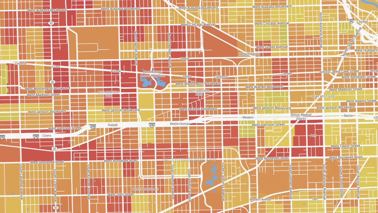 East Garfield Park, Chicago, IL Map of Vehicle Theft Rates