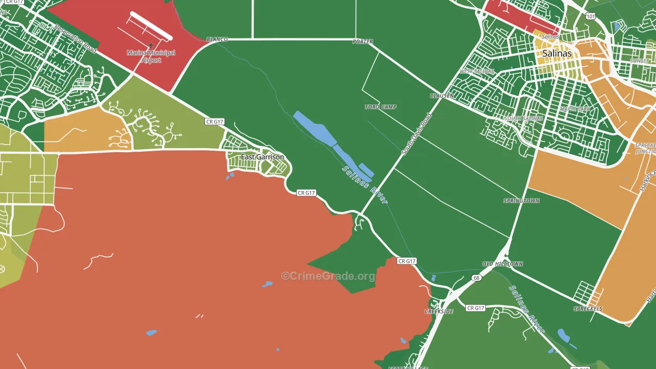 East Garrison, CA Map of Vehicle Theft Rates