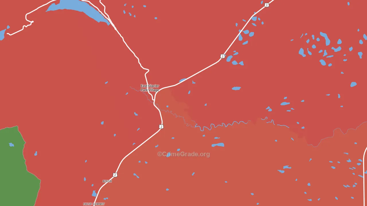 East Glacier Park, MT Map of Vehicle Theft Rates