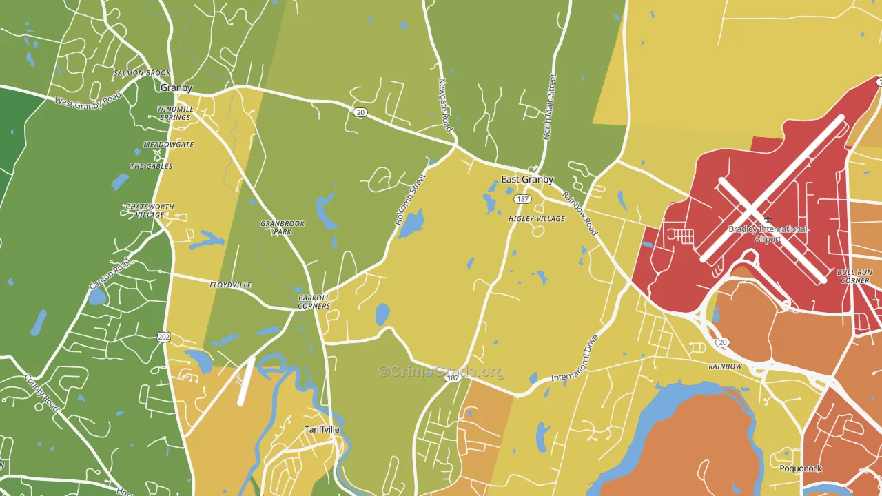 East Granby, CT Map of Vehicle Theft Rates