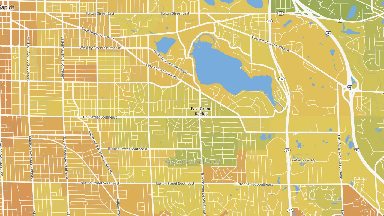 East Grand Rapids, MI Map of Vehicle Theft Rates