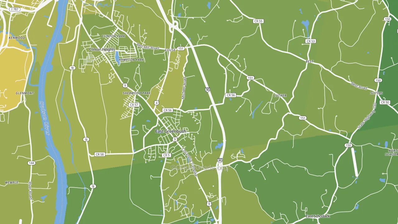 East Greenbush, NY Map of Vehicle Theft Rates