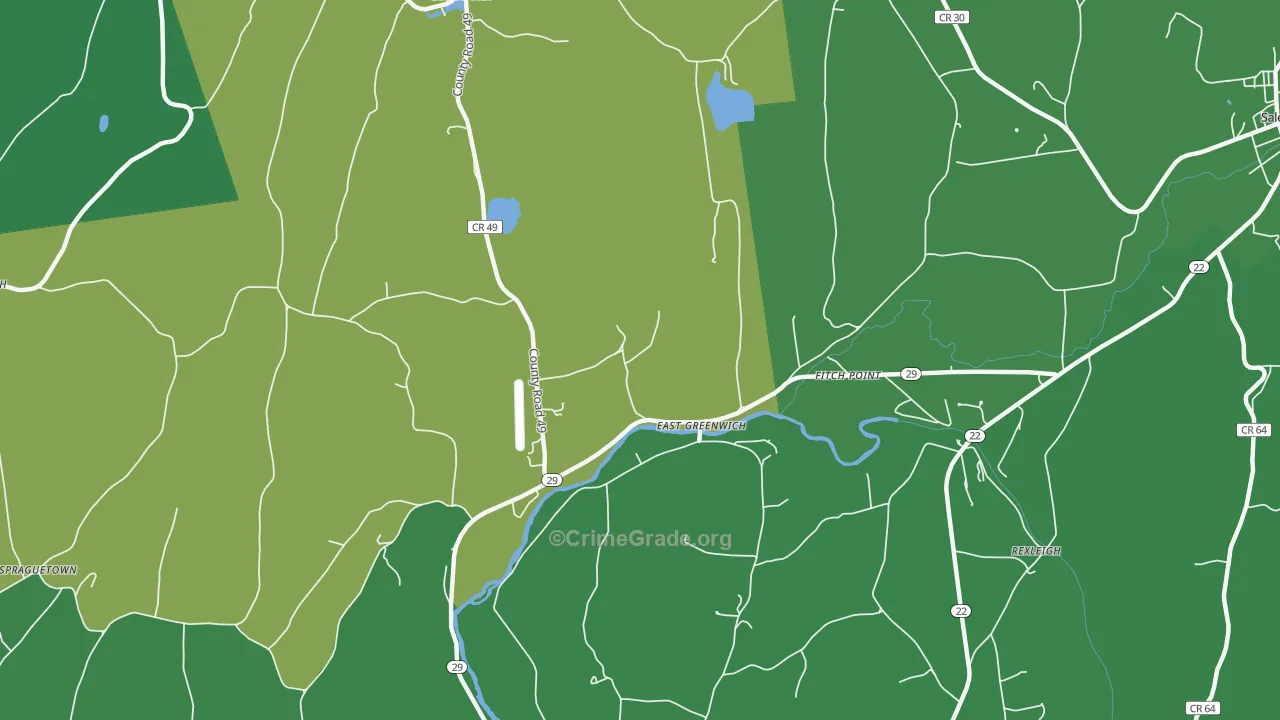 East Greenwich, NY Map of Vehicle Theft Rates