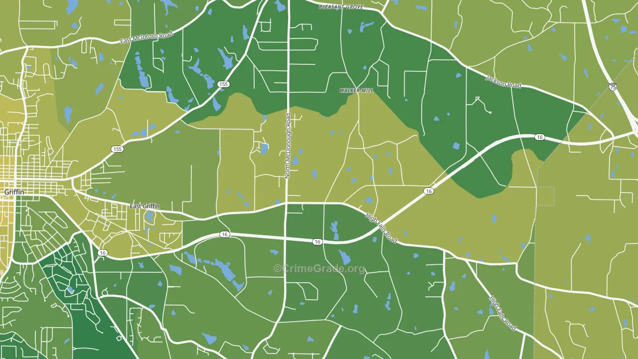 East Griffin, GA Map of Vehicle Theft Rates