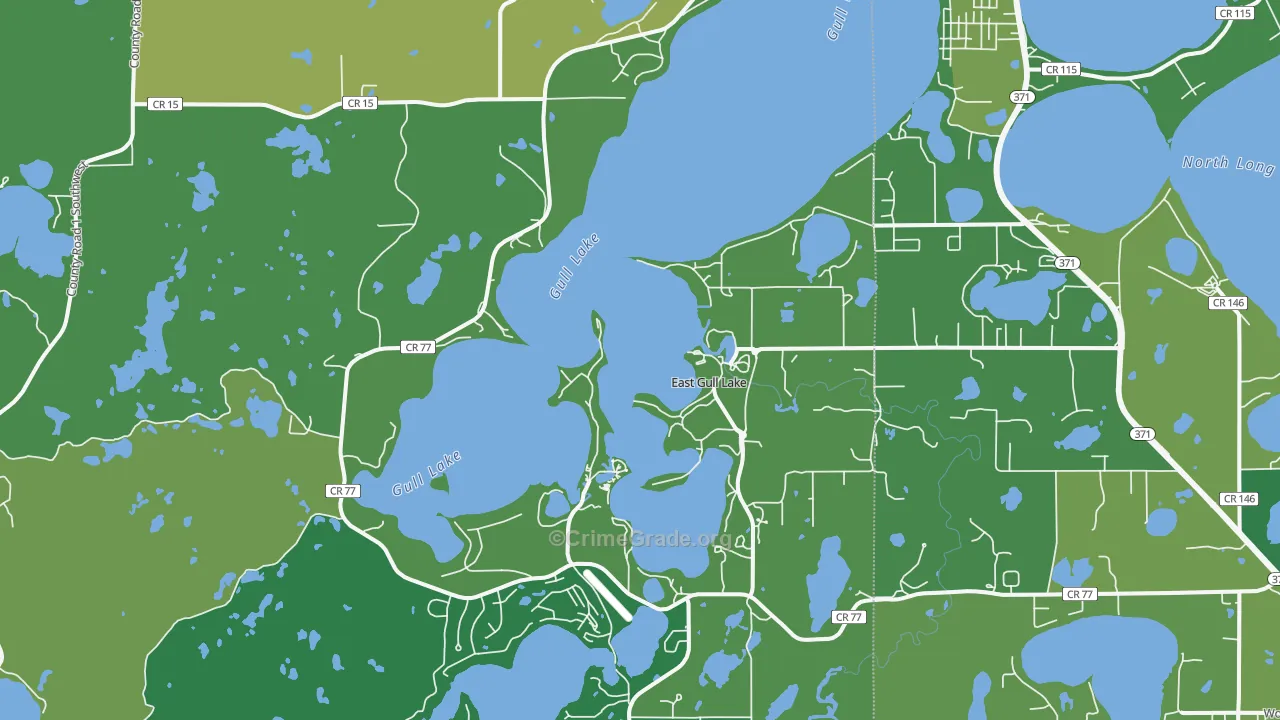 East Gull Lake, MN Map of Vehicle Theft Rates