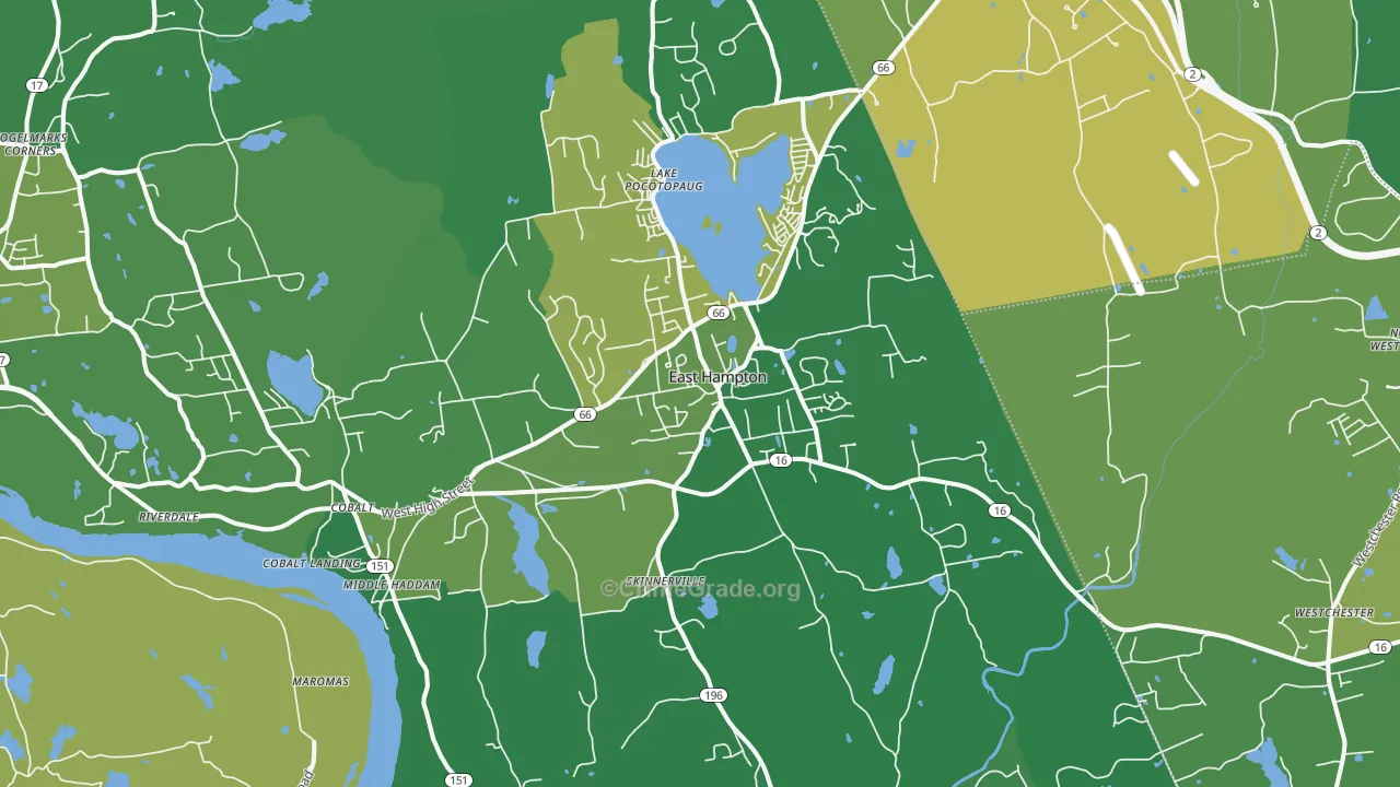East Hampton, CT Map of Vehicle Theft Rates
