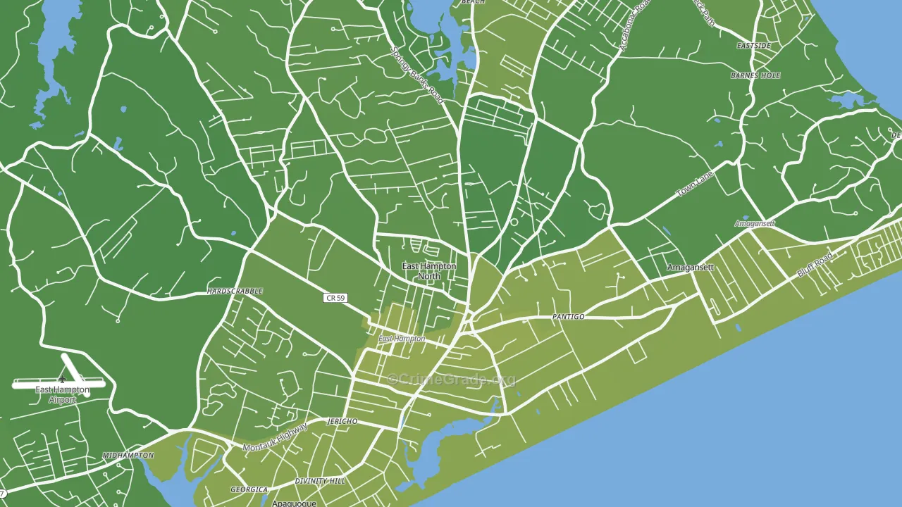 East Hampton North, NY Map of Vehicle Theft Rates