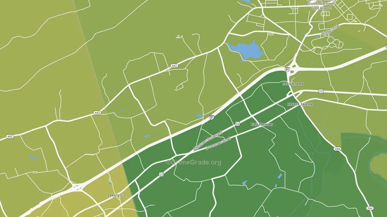 East Hanover, PA Map of Vehicle Theft Rates