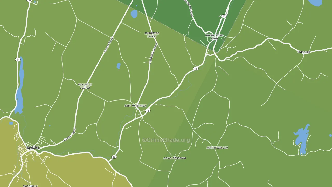 East Hardwick, VT Map of Vehicle Theft Rates