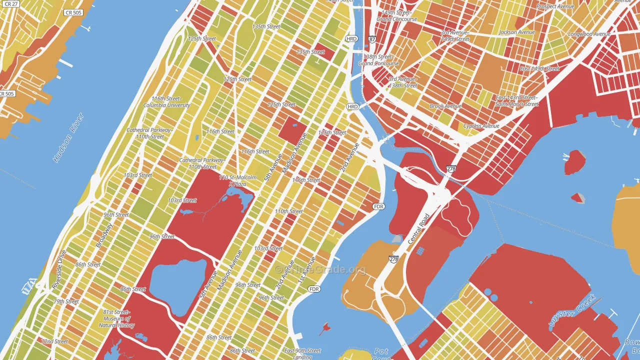 East Harlem, Manhattan, NY Map of Vehicle Theft Rates