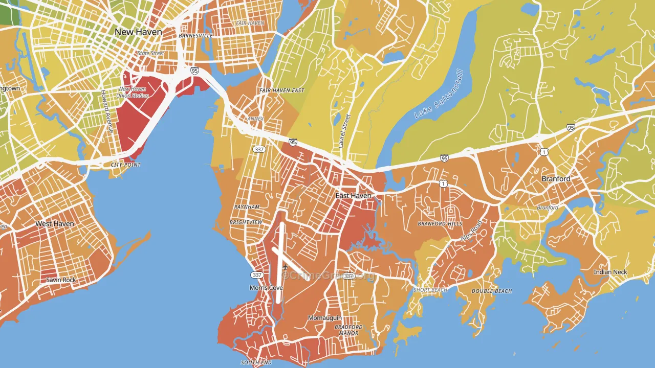East Haven, CT Map of Vehicle Theft Rates