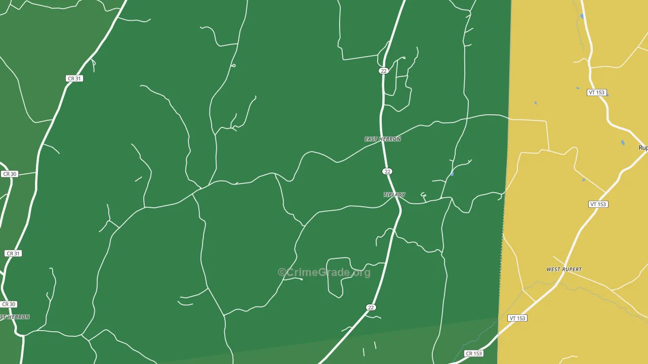 East Hebron, NY Map of Vehicle Theft Rates