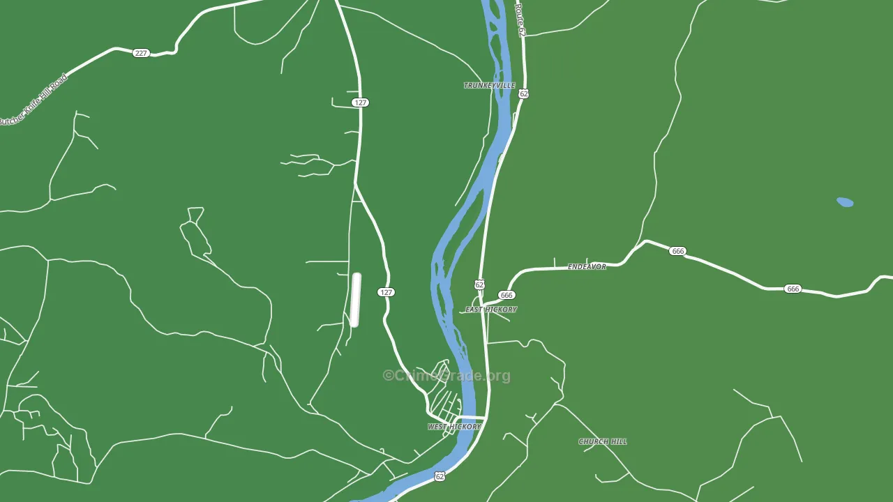 East Hickory, PA Map of Vehicle Theft Rates