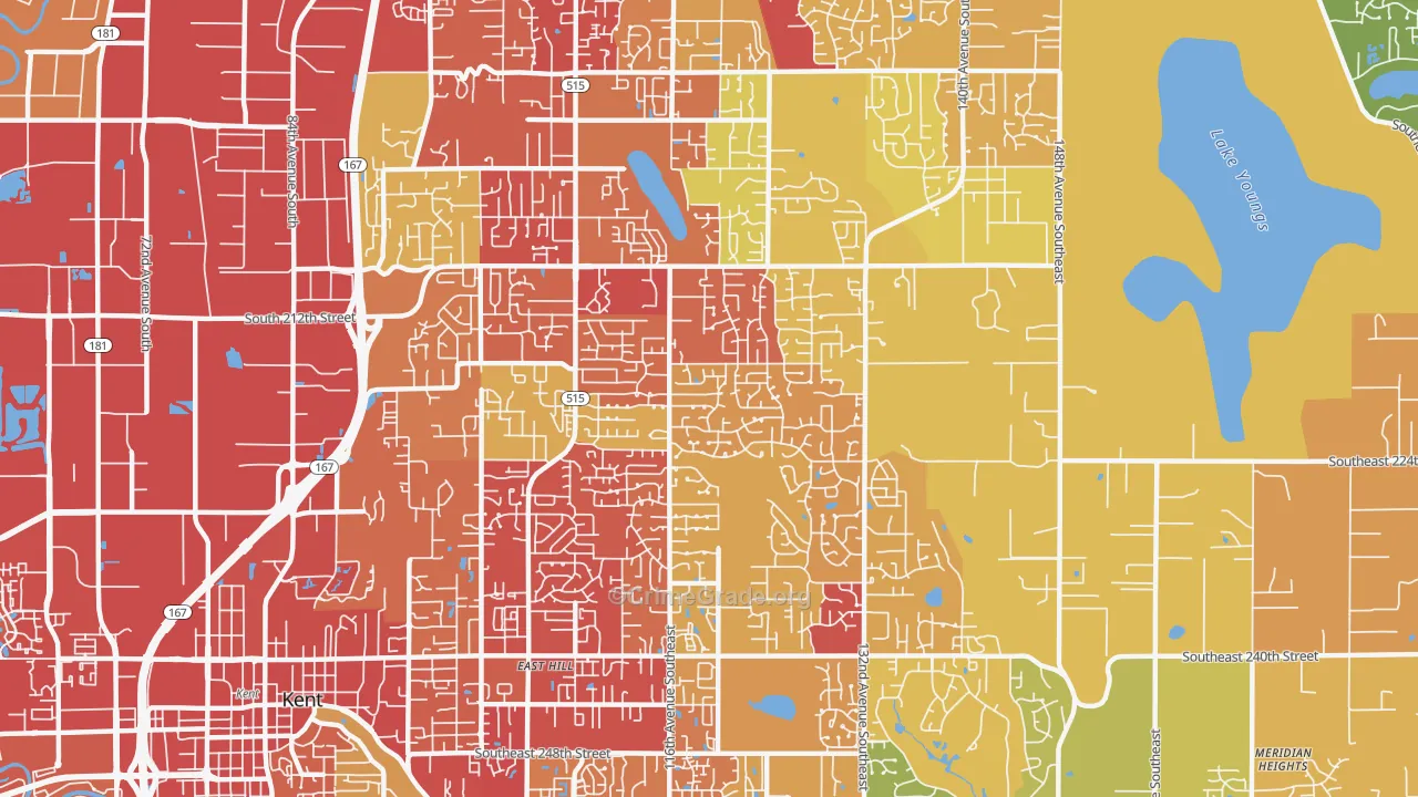 East Hill-Meridian, WA Map of Vehicle Theft Rates