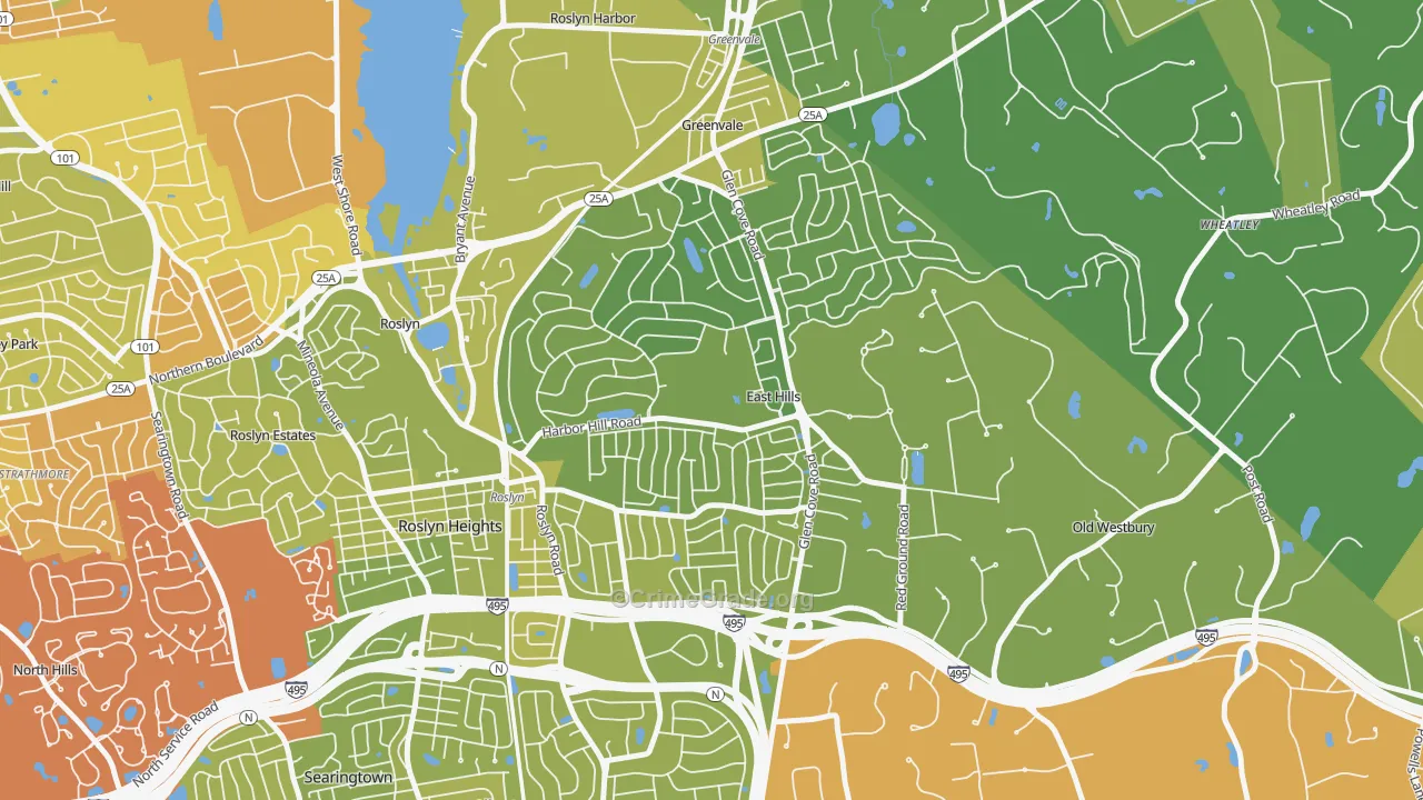 East Hills, NY Map of Vehicle Theft Rates