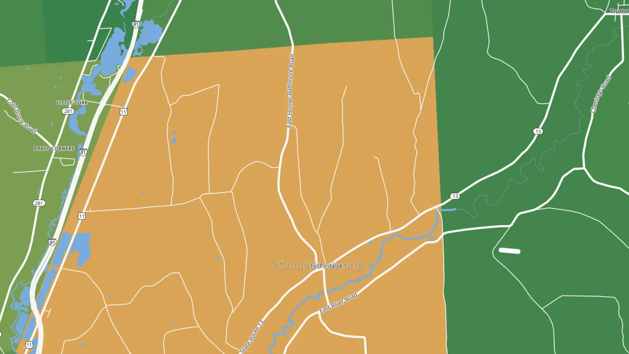 East Homer, NY Map of Vehicle Theft Rates