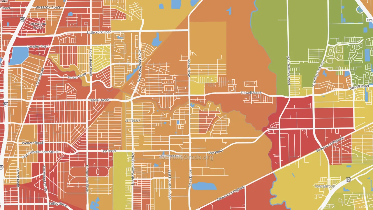 East Houston, Houston, TX Map of Vehicle Theft Rates