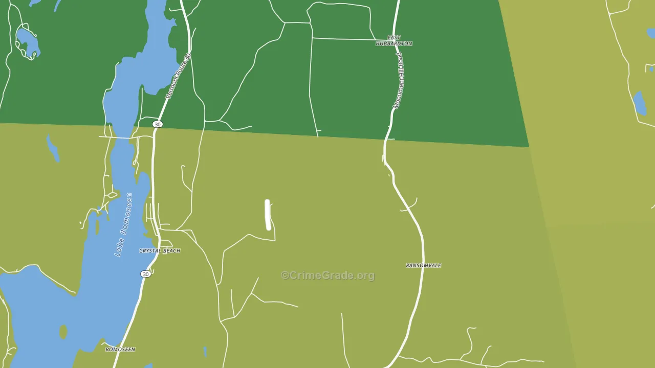 East Hubbardton, VT Map of Vehicle Theft Rates