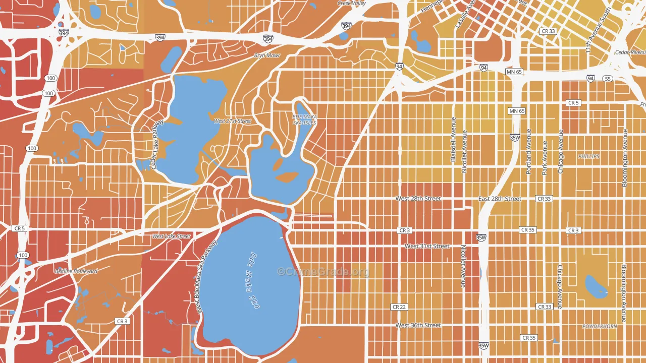 East Isles, Minneapolis, MN Map of Vehicle Theft Rates