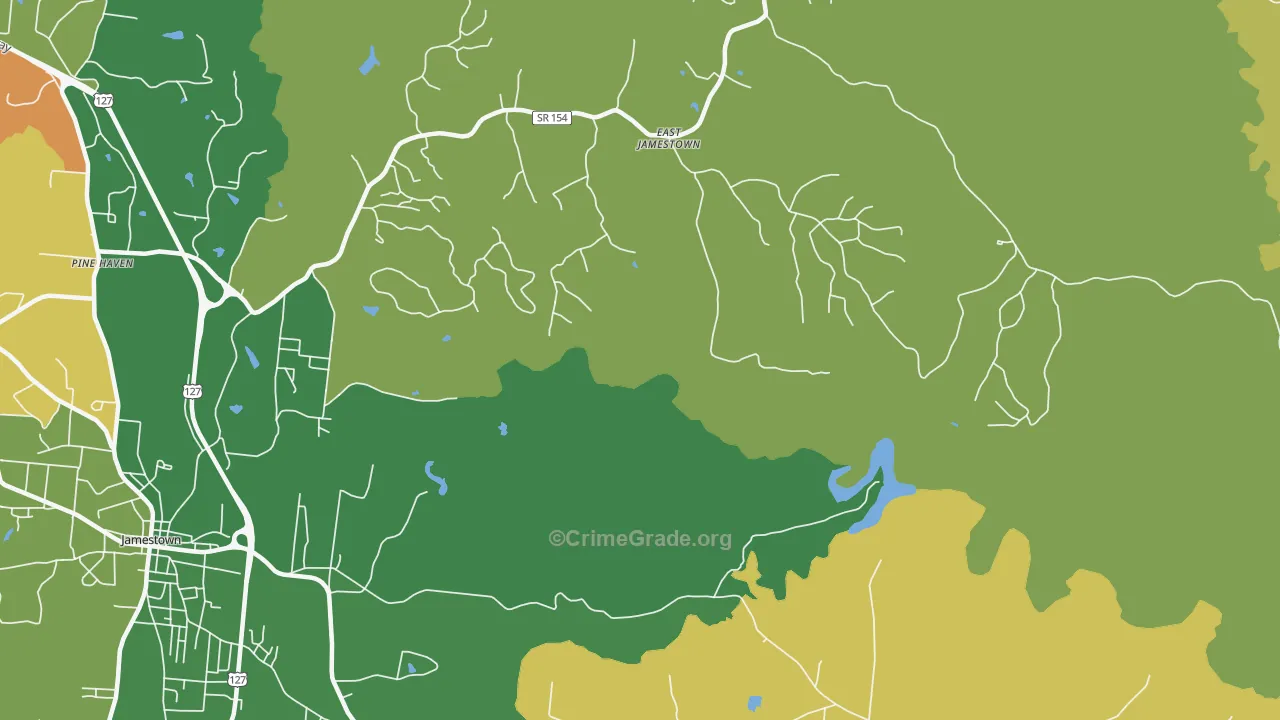 East Jamestown, TN Map of Vehicle Theft Rates