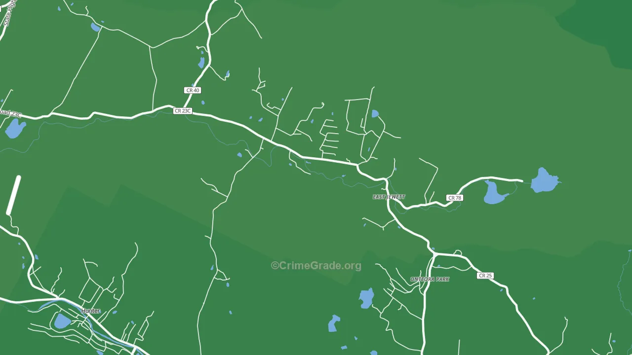 East Jewett, NY Map of Vehicle Theft Rates