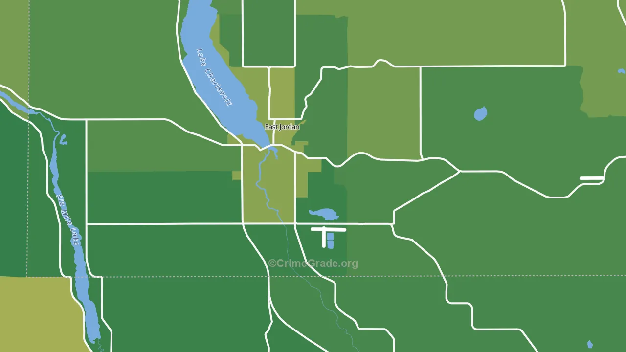 East Jordan, MI Map of Vehicle Theft Rates