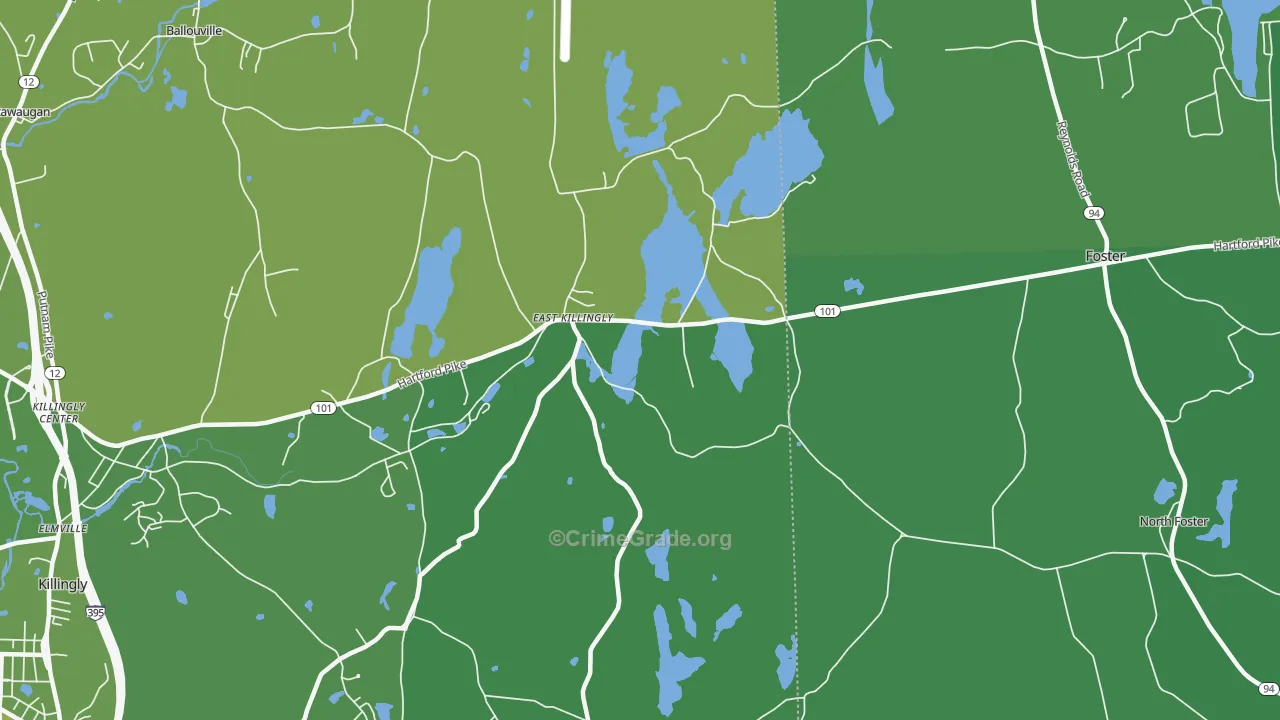 East Killingly, CT Map of Vehicle Theft Rates