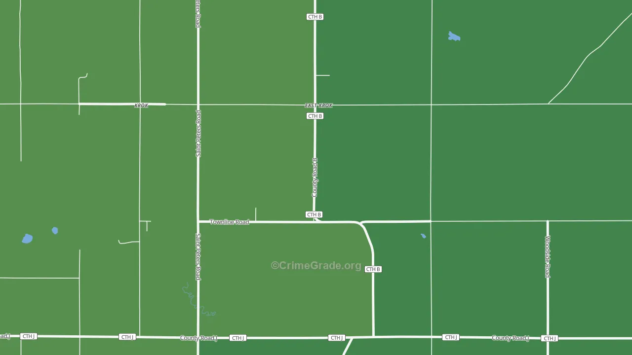 East Krok, WI Map of Vehicle Theft Rates