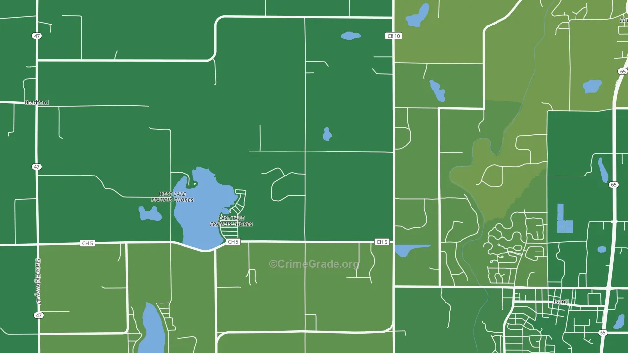 East Lake Francis Shores, MN Map of Vehicle Theft Rates