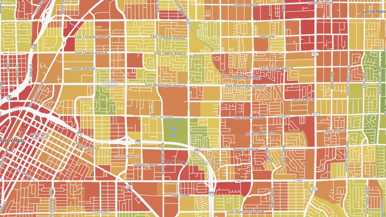 East Las Vegas, Las Vegas, NV Map of Vehicle Theft Rates