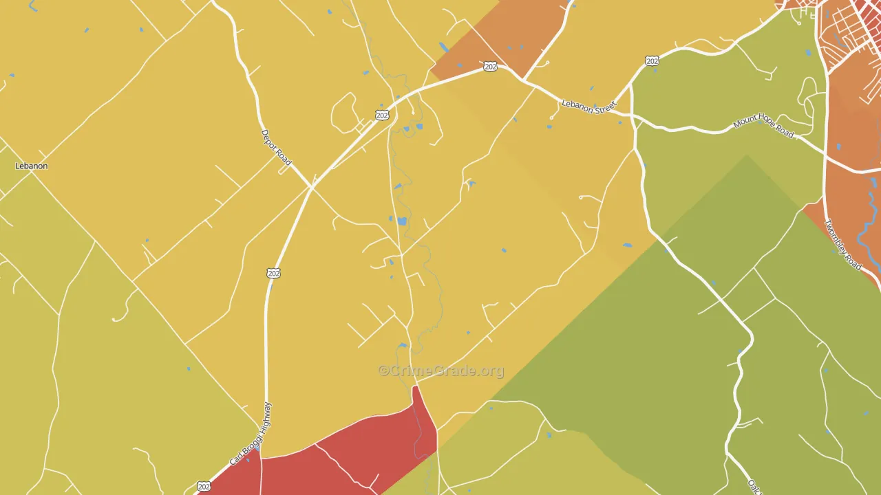 East Lebanon, ME Map of Vehicle Theft Rates