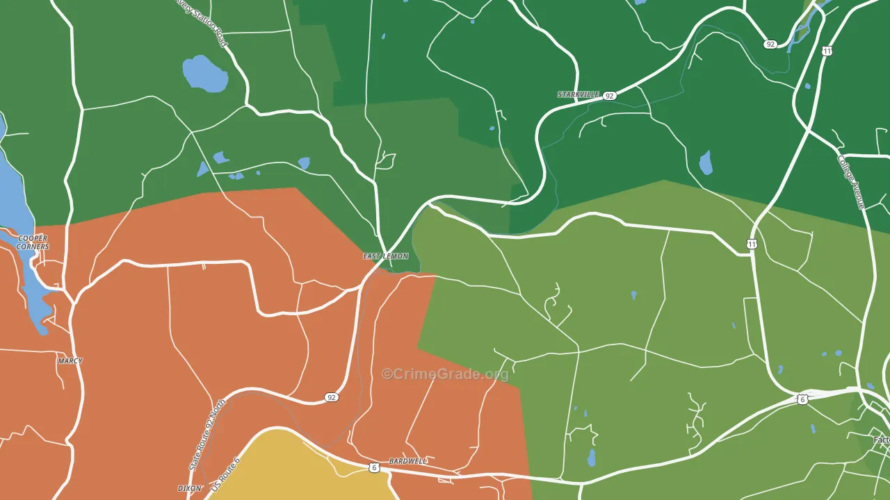 East Lemon, PA Map of Vehicle Theft Rates