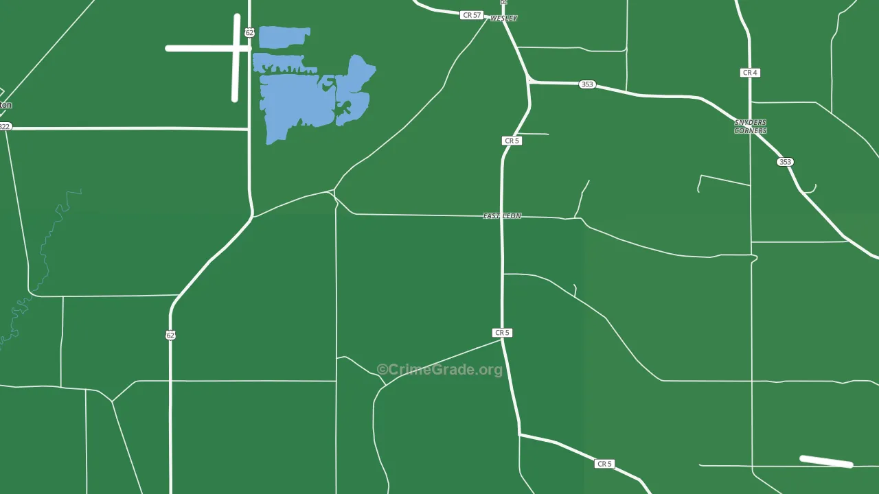 East Leon, NY Map of Vehicle Theft Rates