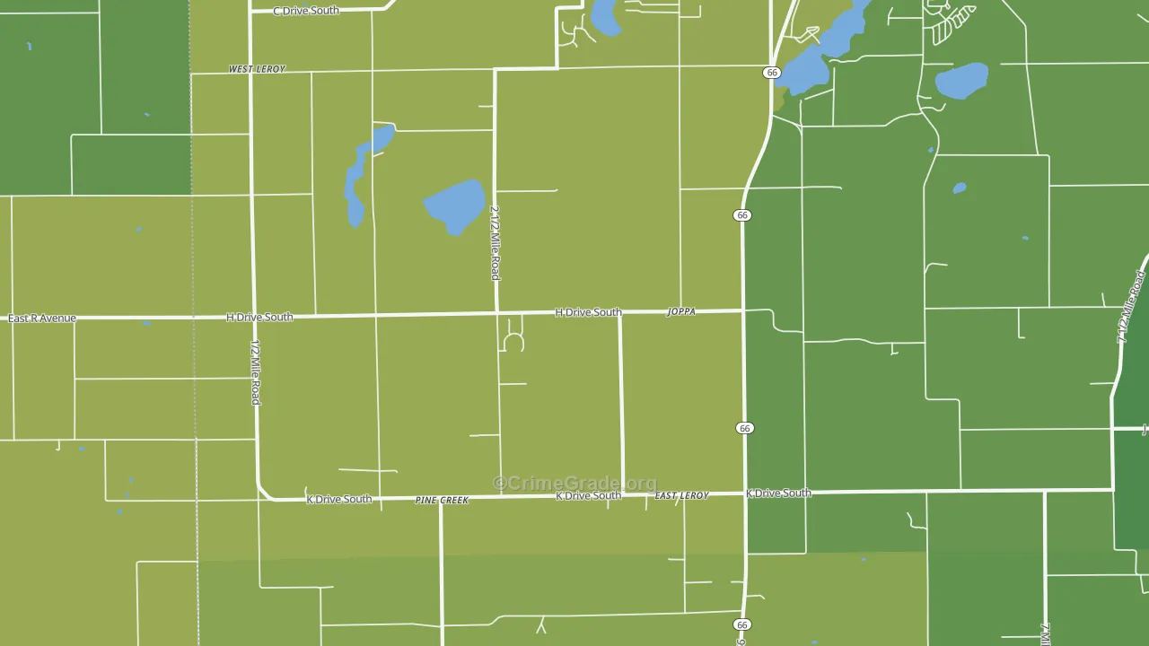 East Leroy, MI Map of Vehicle Theft Rates