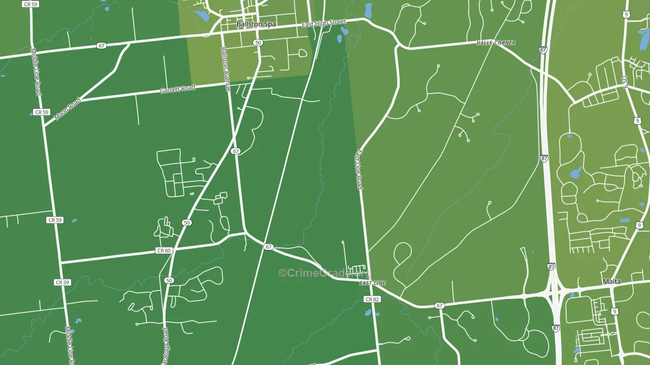 East Line, NY Map of Vehicle Theft Rates