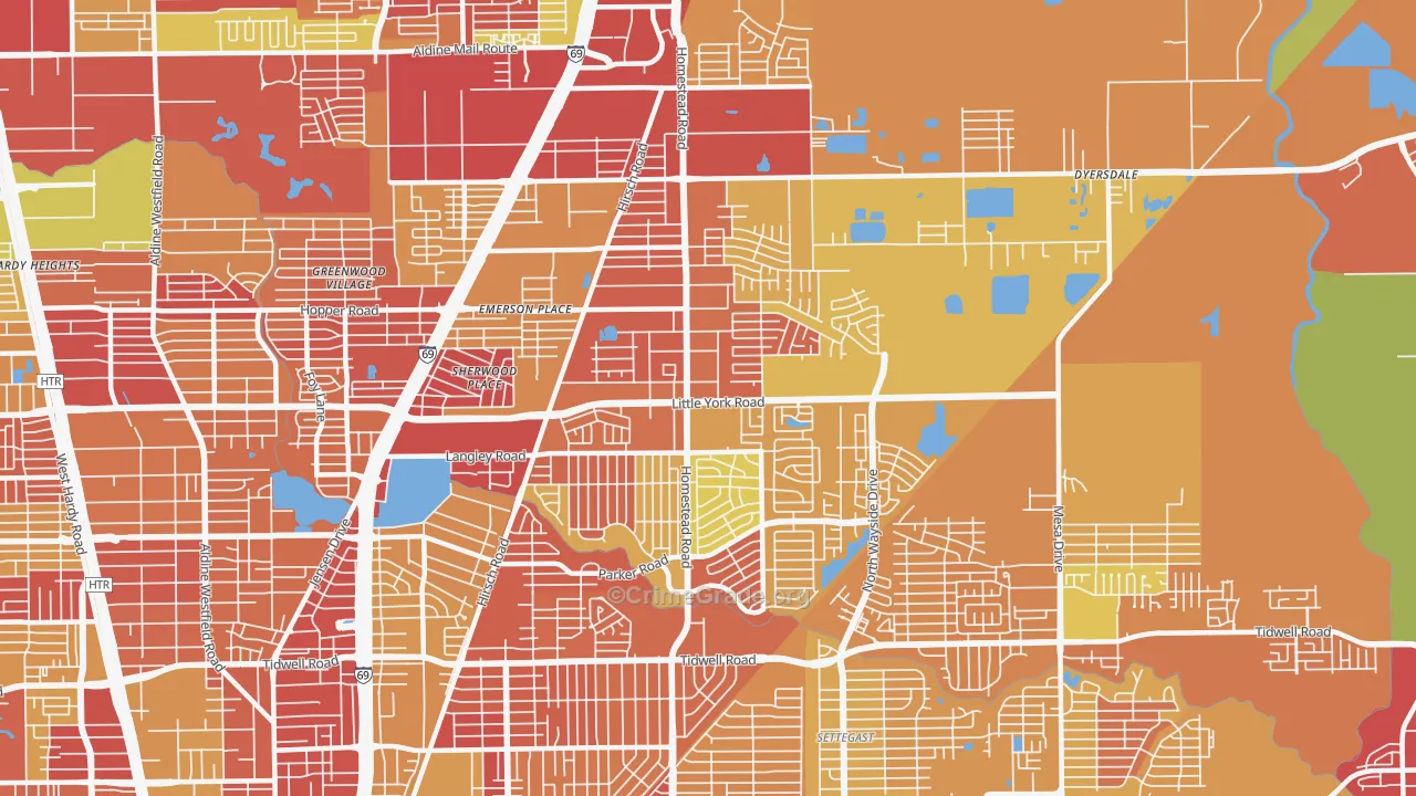 East Little York-Homestead, Houston, TX Map of Vehicle Theft Rates