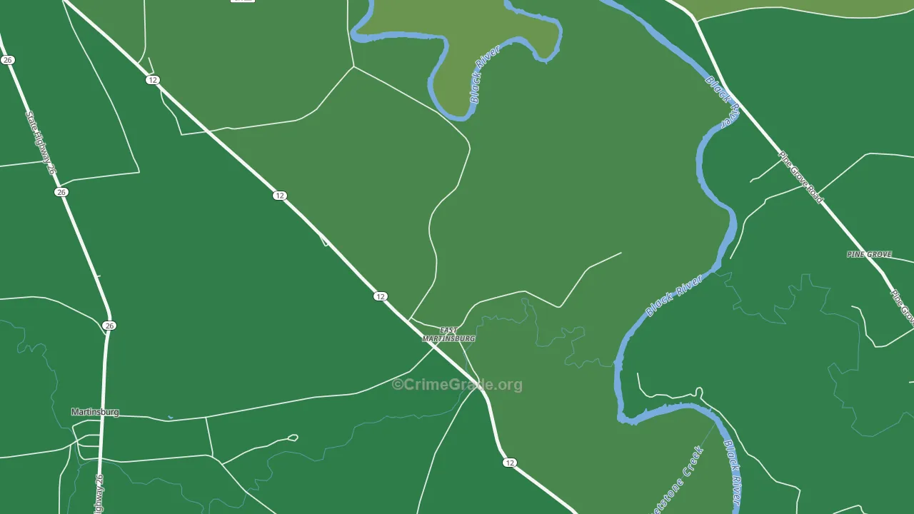 East Martinsburg, NY Map of Vehicle Theft Rates