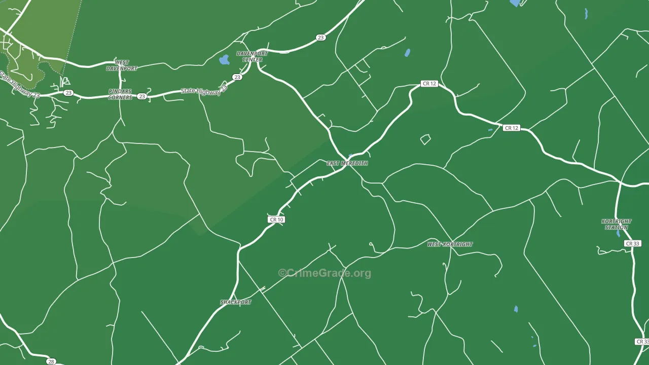East Meredith, NY Map of Vehicle Theft Rates