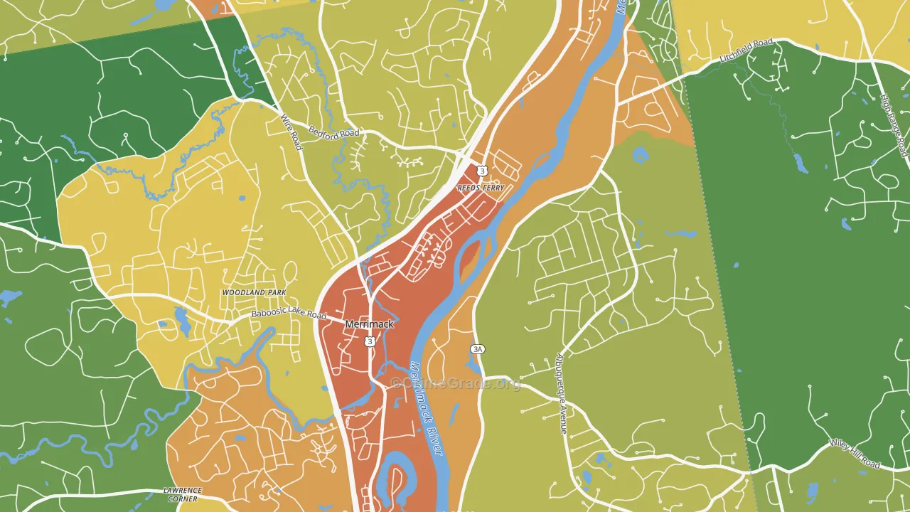 East Merrimack, NH Map of Vehicle Theft Rates