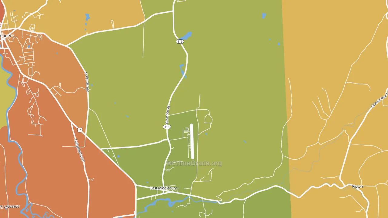 East Middlebury, VT Map of Vehicle Theft Rates