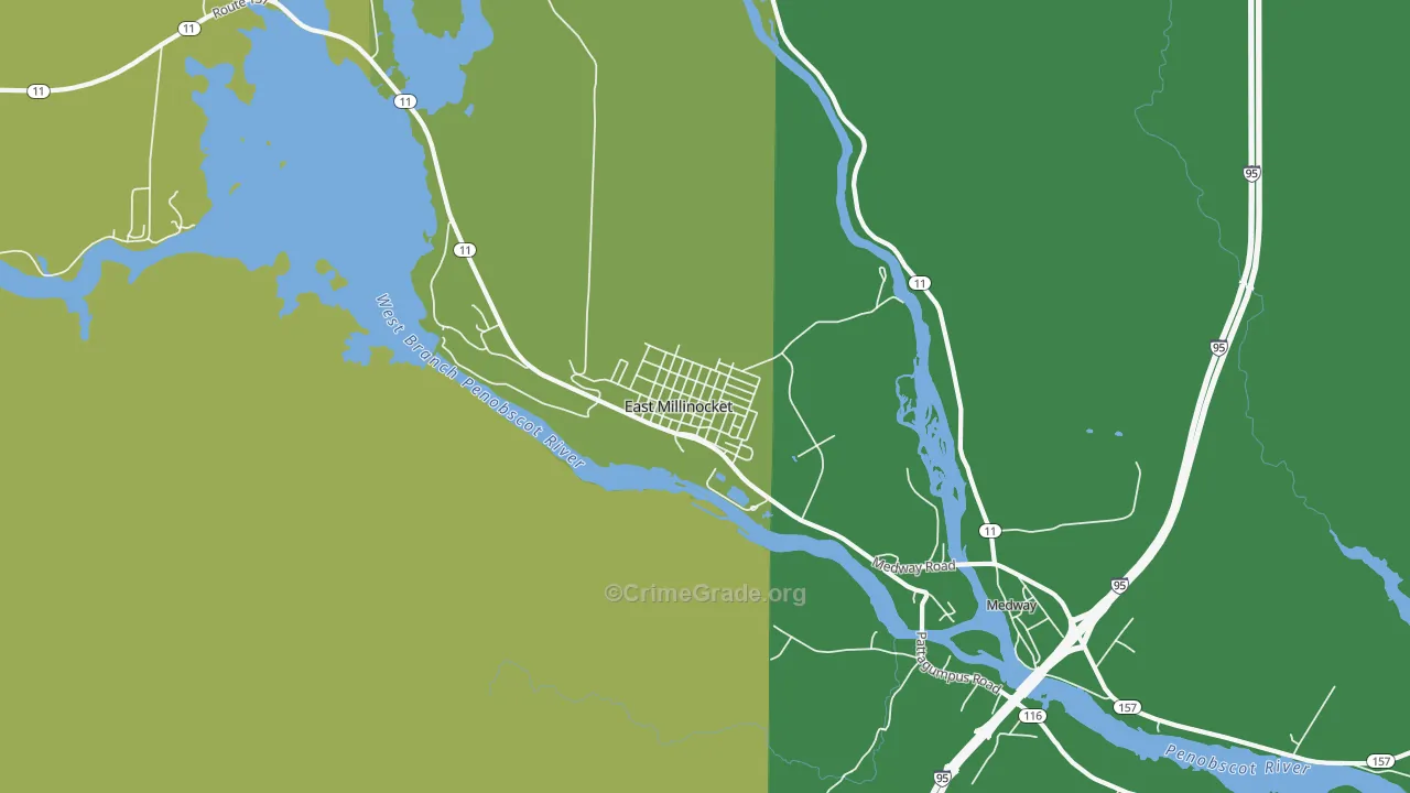 East Millinocket, ME Map of Vehicle Theft Rates