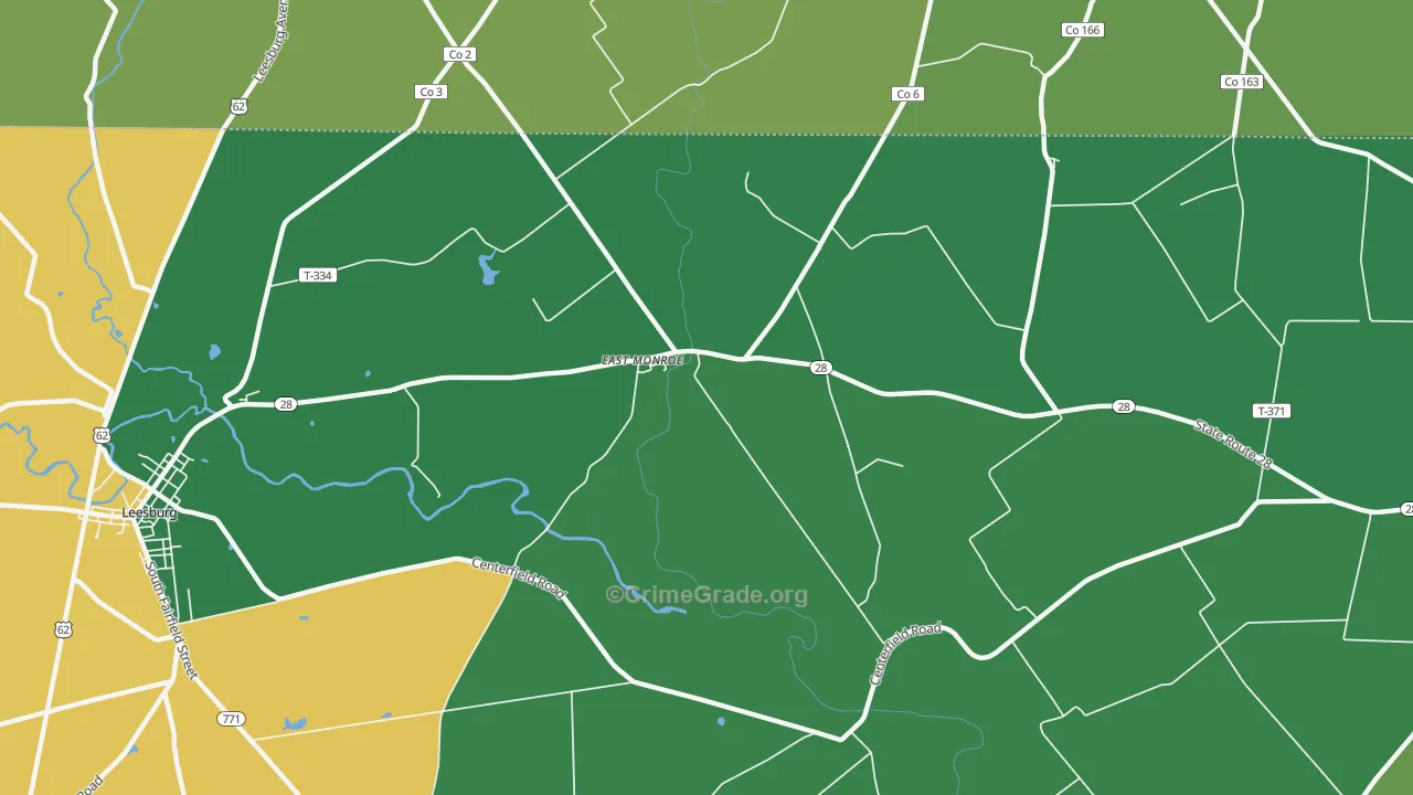 East Monroe, OH Map of Vehicle Theft Rates