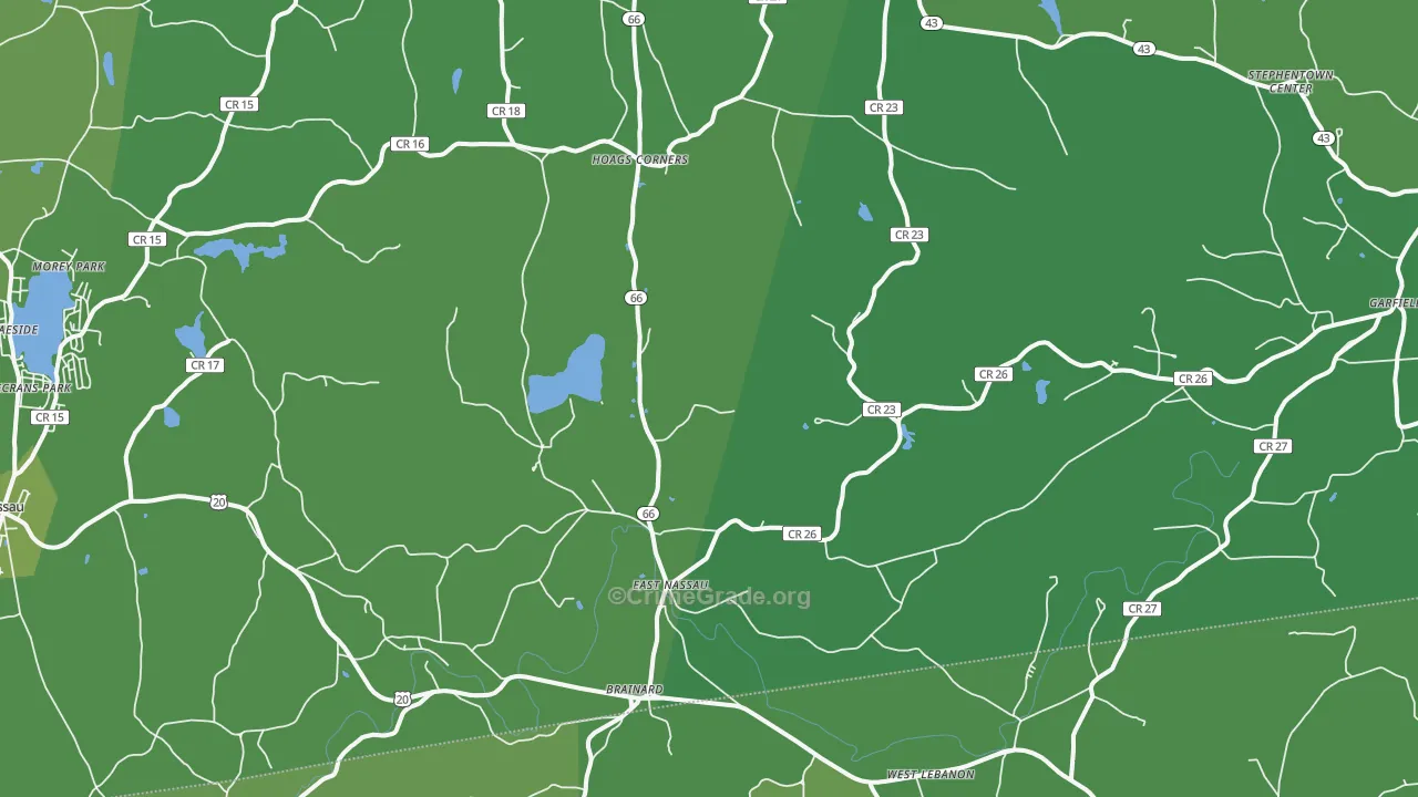East Nassau, NY Map of Vehicle Theft Rates