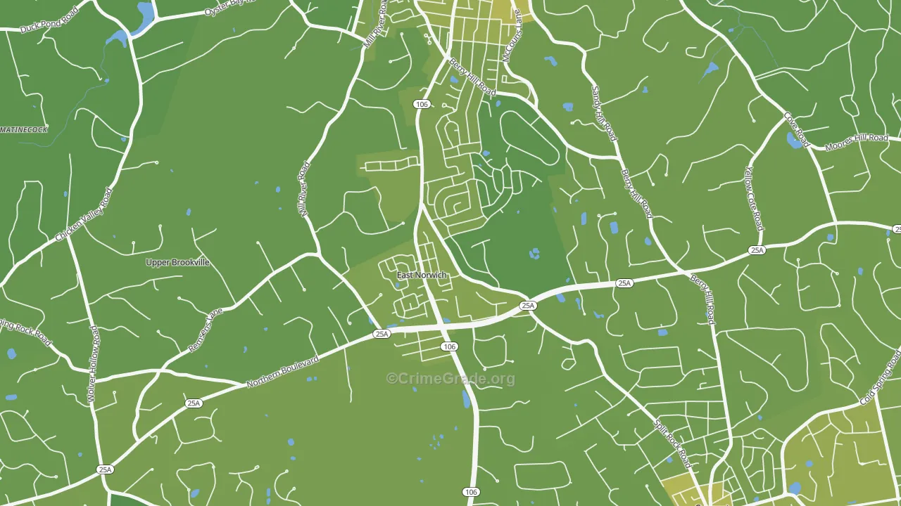 East Norwich, NY Map of Vehicle Theft Rates